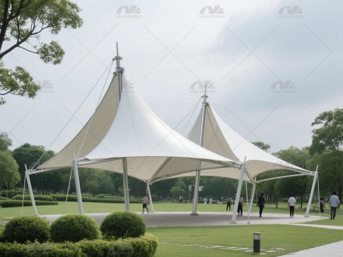 Durable PVDF PTFE Tensile Membrane Canopy with Steel Support 
