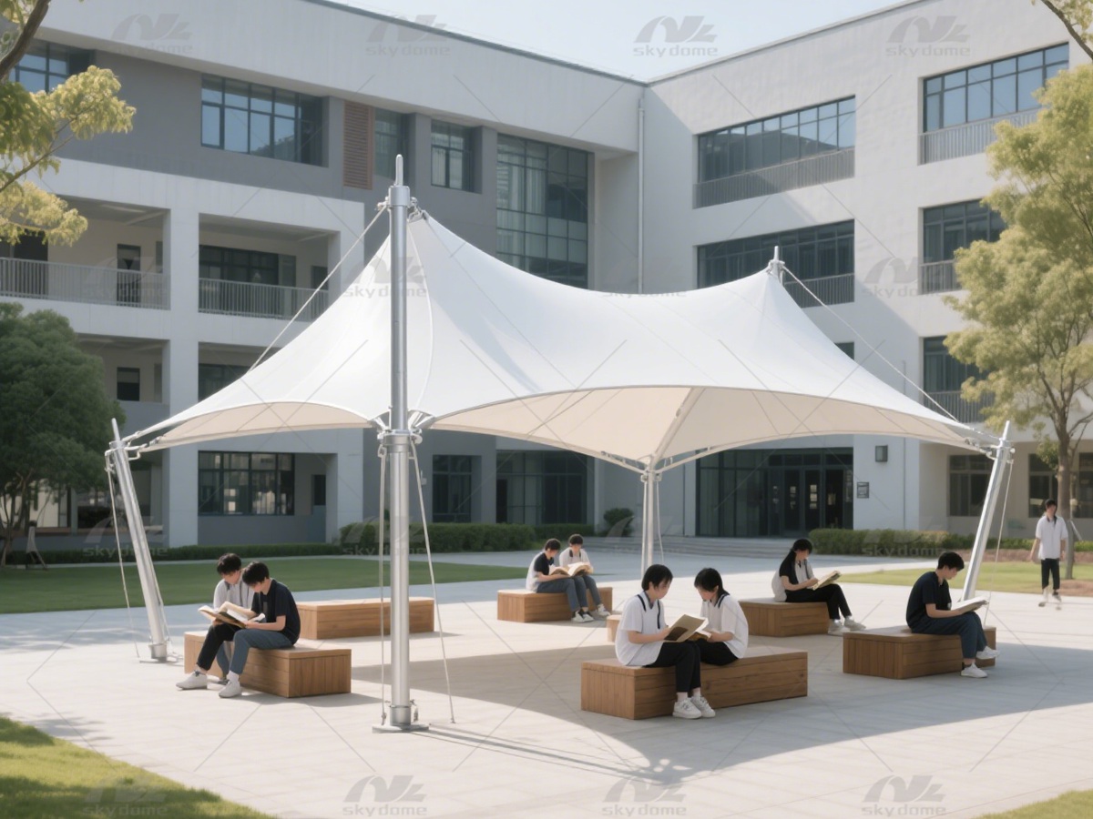 Durable PVDF PTFE Tensile Membrane Canopy with Steel Support 