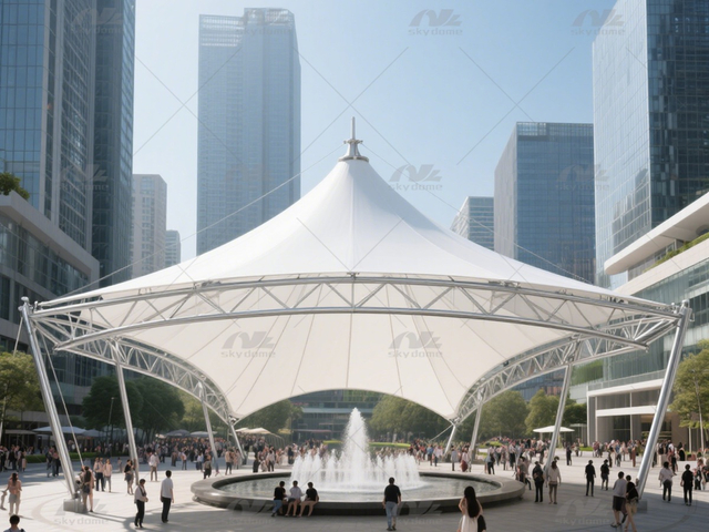 Durable PVDF PTFE Tensile Membrane Canopy with Steel Support 
