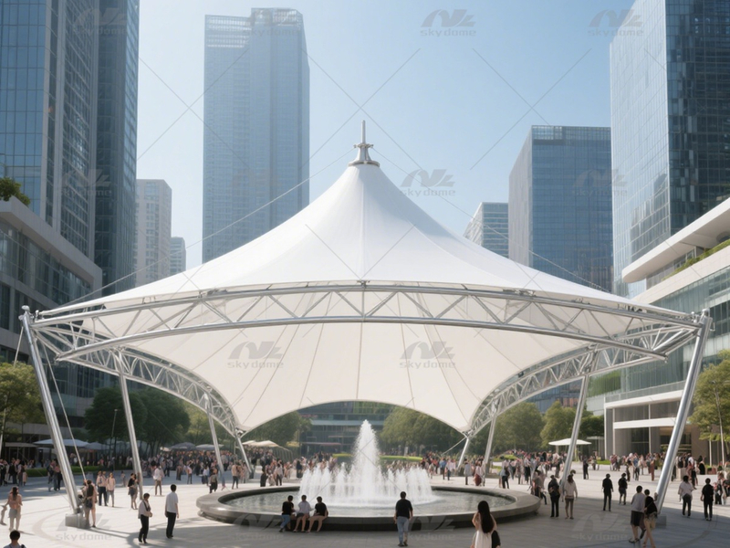 Durable PVDF PTFE Tensile Membrane Canopy with Steel Support 